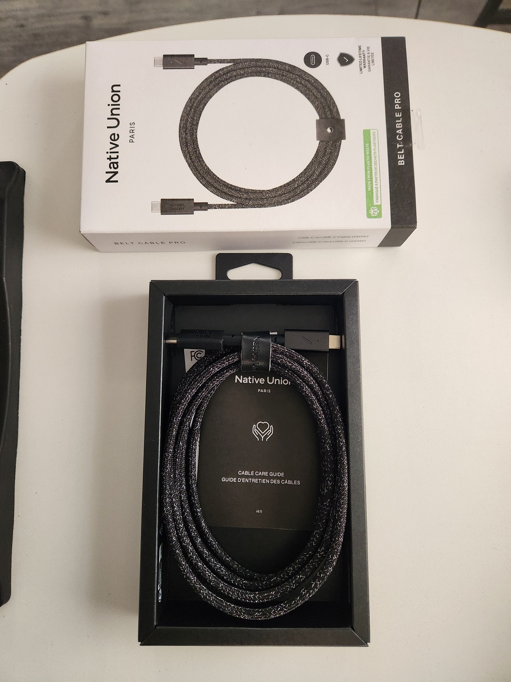 Native Union Black Braided USB-C to USB-C Cable - Durable Charging Cable 8 Foot.
